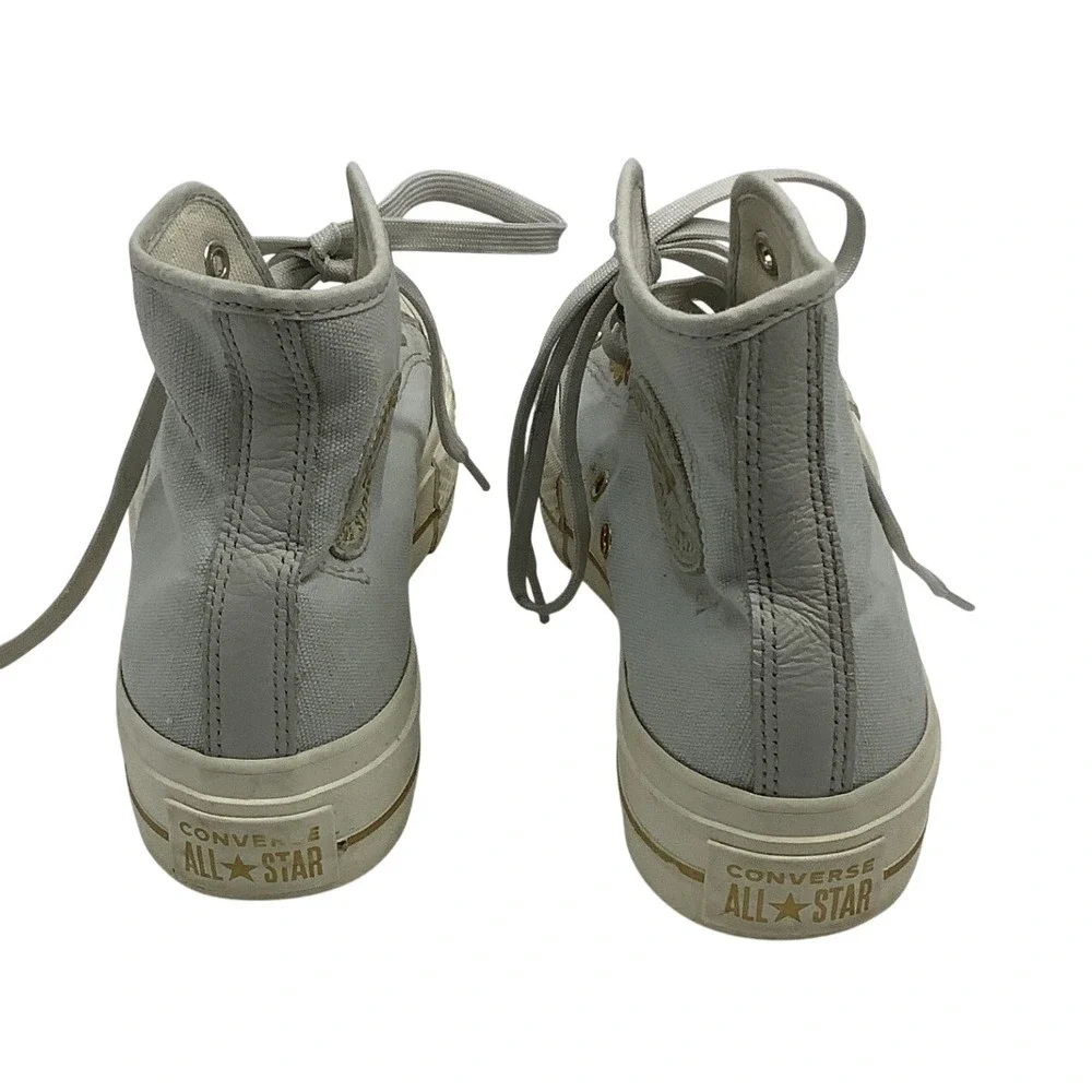 Converse Chuck Taylor All Star High Top 7.5 Sneakers Grey Gold Eyelets Canvas